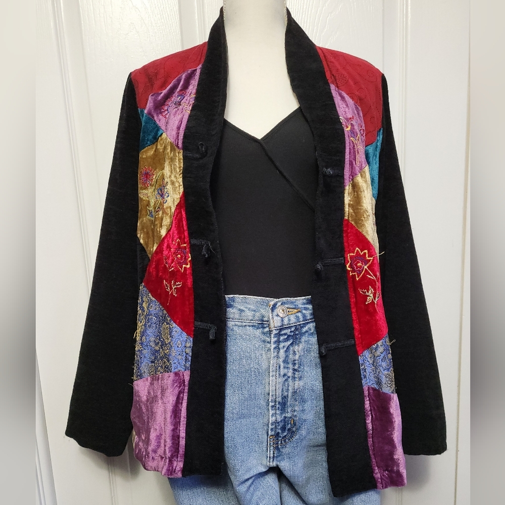 Vintage Y2K White Stag bohemian patchwork funky multicolored shacket